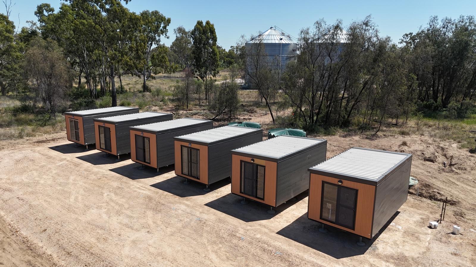 Aerial view of portable accommodation village